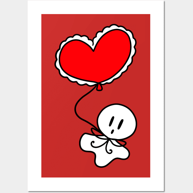 Heart Balloon Ghost Wall Art by saradaboru